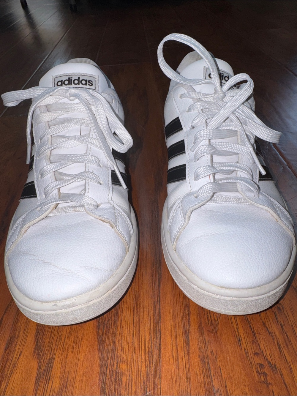 adidas Women’s White Sneakers with Black Three-Stripes Size 9 - Picture 2 of 10